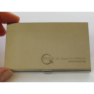 Visitenkarten-Etui aus Alu mit Verbandslogo und –Motto