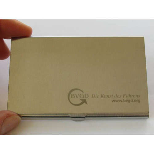 Visitenkarten-Etui aus Alu mit Verbandslogo und –Motto