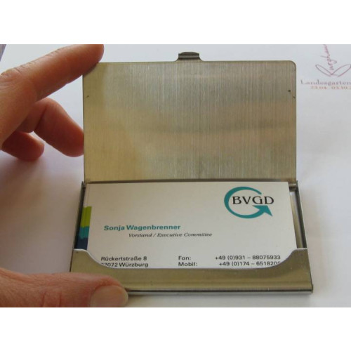 Visitenkarten-Etui aus Alu mit Verbandslogo und –Motto